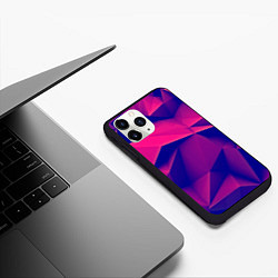 Чехол iPhone 11 Pro матовый Violet polygon, цвет: 3D-черный — фото 2