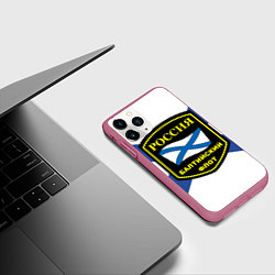 Чехол iPhone 11 Pro матовый Балтийский флот, цвет: 3D-малиновый — фото 2