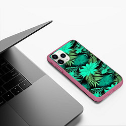 Чехол iPhone 11 Pro матовый Tropical pattern, цвет: 3D-малиновый — фото 2