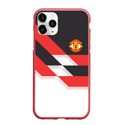 Чехол iPhone 11 Pro матовый Manchester United: Stipe, цвет: 3D-красный