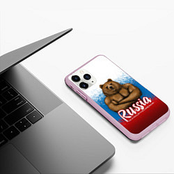 Чехол iPhone 11 Pro матовый Russian Bear, цвет: 3D-розовый — фото 2