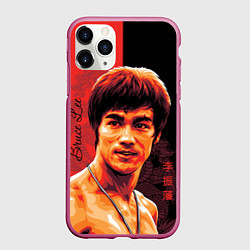 Чехол iPhone 11 Pro матовый Брюс Ли, цвет: 3D-малиновый