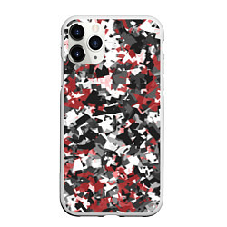 Чехол iPhone 11 Pro матовый Камуфляж: серый/красный