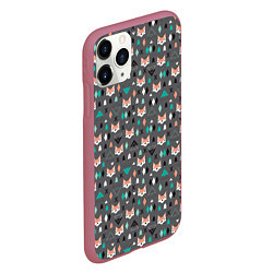 Чехол iPhone 11 Pro матовый Лисы и геометрия, цвет: 3D-малиновый — фото 2