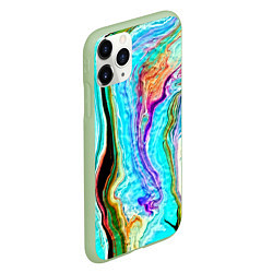 Чехол iPhone 11 Pro матовый Цветные разводы, цвет: 3D-салатовый — фото 2
