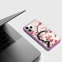 Чехол iPhone 11 Pro матовый Сакура, цвет: 3D-фиолетовый — фото 2