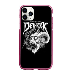 Чехол iPhone 11 Pro матовый Dethklok: Goat Skull, цвет: 3D-малиновый