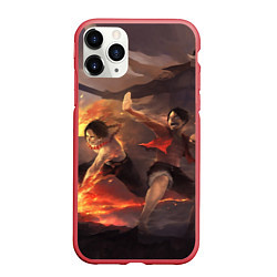 Чехол iPhone 11 Pro матовый Ван-Пис, цвет: 3D-красный