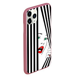 Чехол iPhone 11 Pro матовый Pop art girl, цвет: 3D-малиновый — фото 2