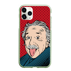 Чехол iPhone 11 Pro матовый Альберт Эйнштейн: Поп-арт, цвет: 3D-салатовый