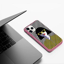 Чехол iPhone 11 Pro матовый Pop art girl, цвет: 3D-малиновый — фото 2