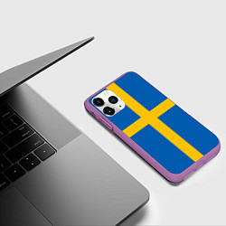 Чехол iPhone 11 Pro матовый Флаг Швеции, цвет: 3D-фиолетовый — фото 2