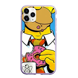 Чехол iPhone 11 Pro матовый Homer with donut, цвет: 3D-светло-сиреневый