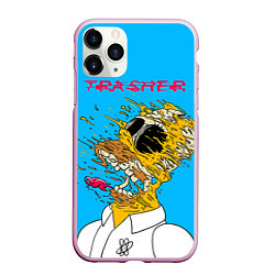 Чехол iPhone 11 Pro матовый Trasher Homer, цвет: 3D-розовый