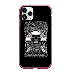 Чехол iPhone 11 Pro матовый Amon Amarth: Trio Skulls, цвет: 3D-малиновый