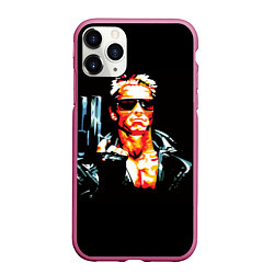Чехол iPhone 11 Pro матовый Terminator with a pistol, цвет: 3D-малиновый