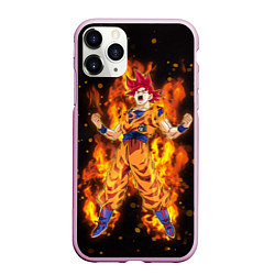 Чехол iPhone 11 Pro матовый Fire Goku, цвет: 3D-розовый