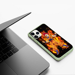 Чехол iPhone 11 Pro матовый Fire Goku, цвет: 3D-салатовый — фото 2