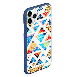Чехол iPhone 11 Pro матовый Космические треугольники, цвет: 3D-тёмно-синий — фото 2