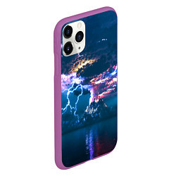 Чехол iPhone 11 Pro матовый Извержение вулкана, цвет: 3D-фиолетовый — фото 2