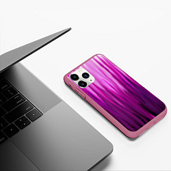Чехол iPhone 11 Pro матовый Фиолетово-черные краски, цвет: 3D-малиновый — фото 2