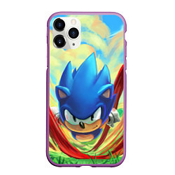 Чехол iPhone 11 Pro матовый Sonic, цвет: 3D-фиолетовый