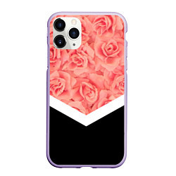 Чехол iPhone 11 Pro матовый Розовые розы, цвет: 3D-светло-сиреневый