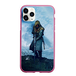 Чехол iPhone 11 Pro матовый Battlefield Warrior, цвет: 3D-малиновый