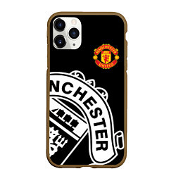 Чехол iPhone 11 Pro матовый Man United: Black Collection, цвет: 3D-коричневый