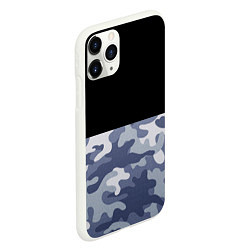 Чехол iPhone 11 Pro матовый Камуфляж: черный/голубой, цвет: 3D-белый — фото 2