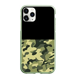 Чехол iPhone 11 Pro матовый Камуфляж: черный/хаки