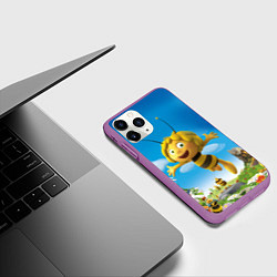 Чехол iPhone 11 Pro матовый Пчелка Майя, цвет: 3D-фиолетовый — фото 2