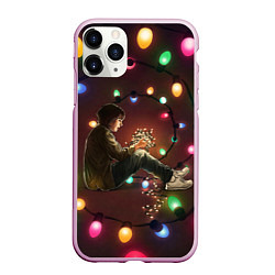 Чехол iPhone 11 Pro матовый Парень с лампочками, цвет: 3D-розовый