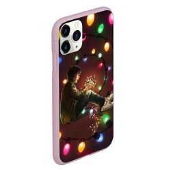 Чехол iPhone 11 Pro матовый Парень с лампочками, цвет: 3D-розовый — фото 2