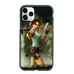 Чехол iPhone 11 Pro матовый TOMB RAIDER, цвет: 3D-темно-зеленый