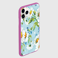 Чехол iPhone 11 Pro матовый Ромашки, цвет: 3D-фиолетовый — фото 2