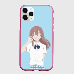 Чехол iPhone 11 Pro матовый Форма голоса Koe no katachi 2, цвет: 3D-малиновый