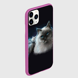 Чехол iPhone 11 Pro матовый Кошка и мышка, цвет: 3D-фиолетовый — фото 2