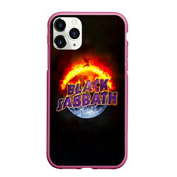 Чехол iPhone 11 Pro матовый Black Sabbath земля в огне, цвет: 3D-малиновый