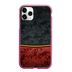 Чехол iPhone 11 Pro матовый Узоры Black and Red, цвет: 3D-малиновый