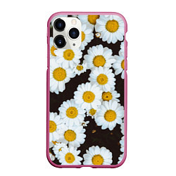 Чехол iPhone 11 Pro матовый Аромашки, цвет: 3D-малиновый