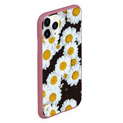 Чехол iPhone 11 Pro матовый Аромашки, цвет: 3D-малиновый — фото 2