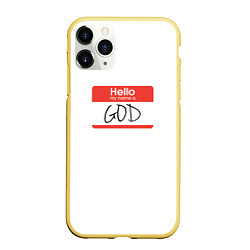 Чехол iPhone 11 Pro матовый Hello: my name is God, цвет: 3D-желтый