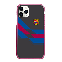 Чехол iPhone 11 Pro матовый Barcelona FC: Dark style, цвет: 3D-малиновый