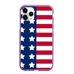 Чехол iPhone 11 Pro матовый USA Flag, цвет: 3D-фиолетовый
