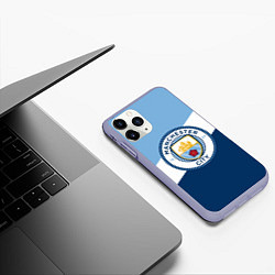 Чехол iPhone 11 Pro матовый FC Manchester City: Colors, цвет: 3D-светло-сиреневый — фото 2