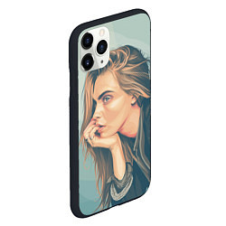 Чехол iPhone 11 Pro матовый Cara Delevingne 3, цвет: 3D-черный — фото 2