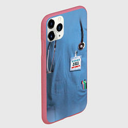 Чехол iPhone 11 Pro матовый Костюм врача, цвет: 3D-малиновый — фото 2