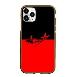 Чехол iPhone 11 Pro матовый АлисА: Черный & Красный, цвет: 3D-коричневый