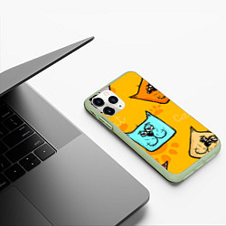 Чехол iPhone 11 Pro матовый Котики, цвет: 3D-салатовый — фото 2